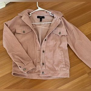 Forever 21 Cropped Corduroy Jacket - Dusty Pink - Size S